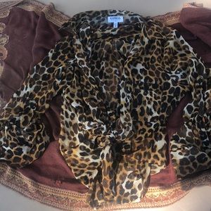 Express Leopard Print Portofino Shirt (XS)